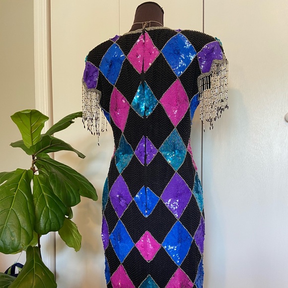 Vintage Beaded Gown | Silk Dress | Harley Quinn - Picture 14 of 16